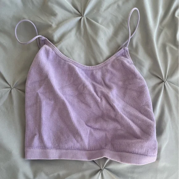 size small purple spaghetti trap ribbed tank top - Picture 1 of 3